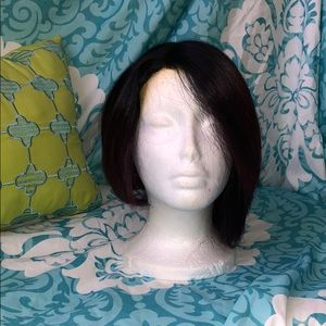 Black and Burgundy Synthetic Lace Wig